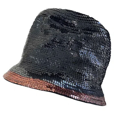 Pre-owned Saint Laurent Yves  1960s Ysl Black Gunmetal Bronze Sequin Vintage 60s Cloche Hat In Gray