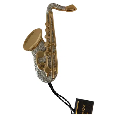 Pre-owned Saint Laurent Yves  1980s Vintage Brooch With Swarovski Stones, Italy In Multi