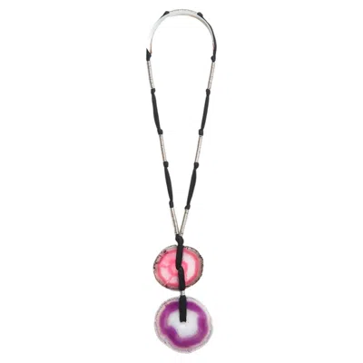Pre-owned Saint Laurent Yves  2010 Collier Long Agate Ysl Real Agate Long String Necklace In Multi