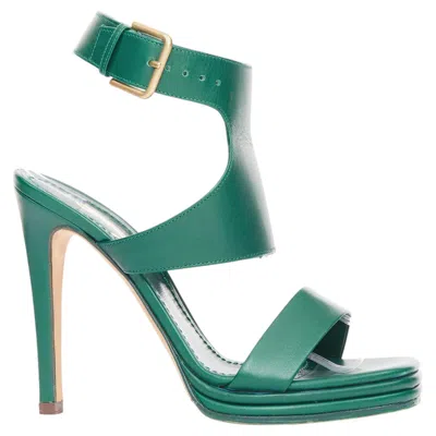 Pre-owned Saint Laurent Yves  2011 Tribute Smooth Leather Ankle Strap Sandals Eu37 Us7 In Blue