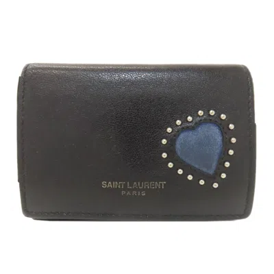 Pre-owned Saint Laurent Yves  Black Blue Wallet (tri-fold) () In Black, Blue