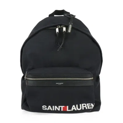 Pre-owned Saint Laurent Yves  Black Canvas Leather Backpack Handbag ()