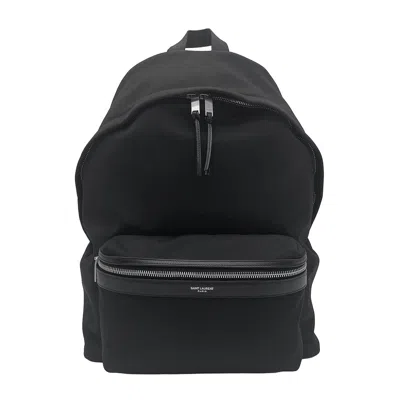 Pre-owned Saint Laurent Yves  Black Canvas Leather Backpack ()