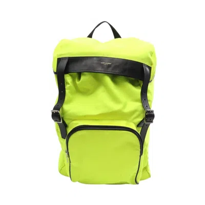 Pre-owned Saint Laurent Yves  Black Green Nylon Leather Canvas Backpack Handbag () In Black, Green