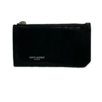 Pre-owned Saint Laurent Yves  Black Leather Coin Purse/coin Case ()