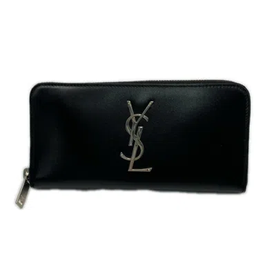 Pre-owned Saint Laurent Yves  Black Leather Long Wallet (bi-fold) ()