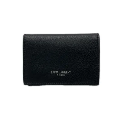Pre-owned Saint Laurent Yves  Black Leather Wallet (tri-fold) ()