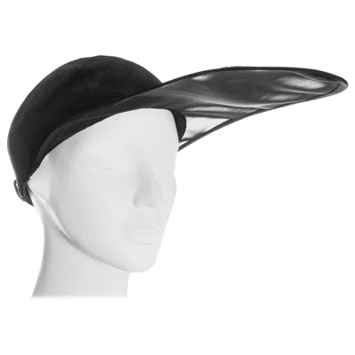 Pre-owned Saint Laurent Yves  Black Linen Cap With Extra Long Organza Visor, Ss 1991