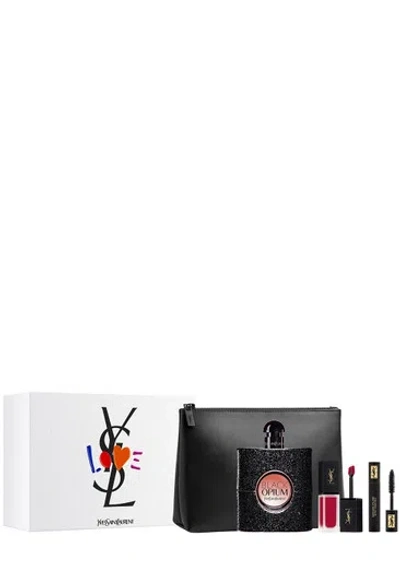Saint Laurent Yves  Black Opium Eau De Parfum And Makeup Icons Gift Set 90ml In White
