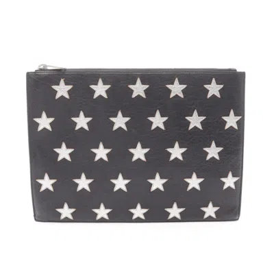 Pre-owned Saint Laurent Yves  Black Silver Leather Clutch Bag () In Black, Silver