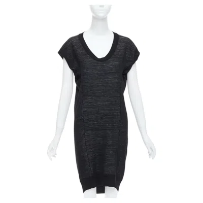 Pre-owned Saint Laurent Yves  Black Superfine Merino Wool 140 Batwing Dress S