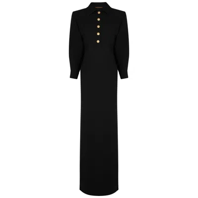 Saint Laurent Yves  Black Wool Maxi Dress
