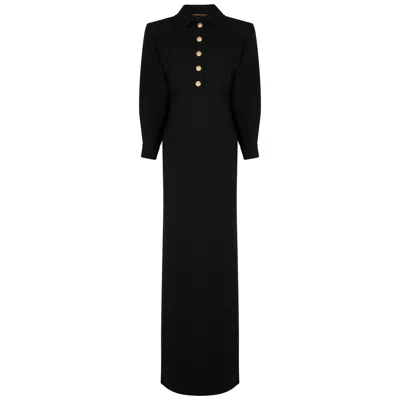 ワンピース Saint Laurent Black Wool Long Dress Virgin wool maxi dress in black - Saint Laurent | Mytheresa