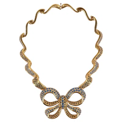 Pre-owned Saint Laurent Yves  Bow Necklace In Gold Metal In Multi