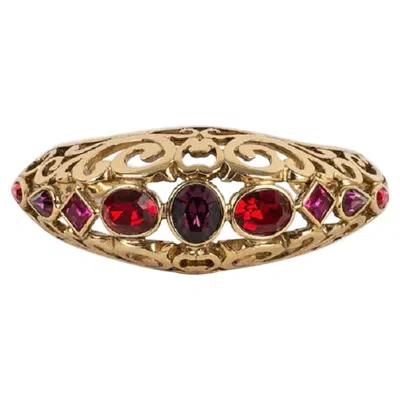 Pre-owned Saint Laurent Yves  Bracelet In Golden Metal With Rhinestones In Multi