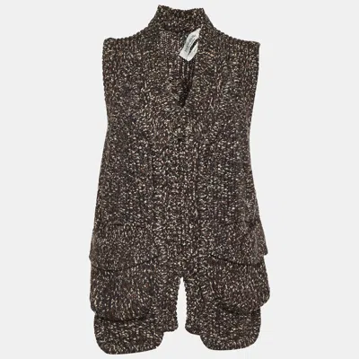 Pre-owned Saint Laurent Yves  Brown Wool Knit Sleeveless Jacket Xl