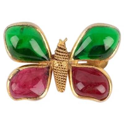 Pre-owned Saint Laurent Yves  Butterfly Brooch, 1960s-70s In Multi