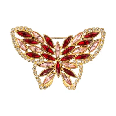Pre-owned Saint Laurent Yves  "butterfly" Golden Brooch In Multi
