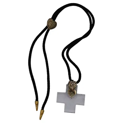 Pre-owned Saint Laurent Yves  By R. Goossens Vintage Rock Crystal Cross Pendant Necklace In Multi