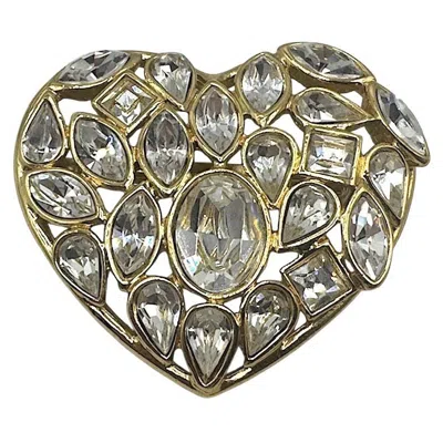 Pre-owned Saint Laurent Yves  By Robert Goose's Rhinestone & Gold Heart Brooch In Multi