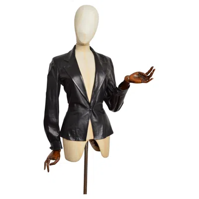 Pre-owned Saint Laurent Yves  By Tom Ford Black Fitted Vintage Leather Blazer - Jacket