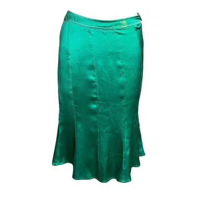 Pre-owned Saint Laurent Yves  By Tom Ford F/w 2003 Green Silk Flared Midi Skirt