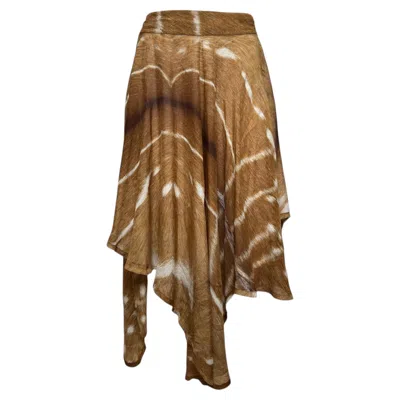 Pre-owned Saint Laurent Yves  By Tom Ford S/s 2002 Fawn-print Sheer Midi Skirt In Black