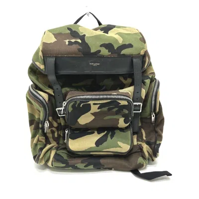 Pre-owned Saint Laurent Yves  Camouflage Green Canvas Backpack () In Camouflage, Green