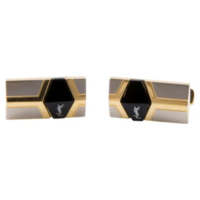 Pre-owned Saint Laurent Yves  Cassandre Ysl Black Cufflinks Set