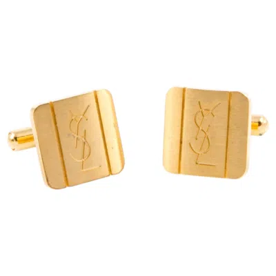 Pre-owned Saint Laurent Yves  Cassandre Ysl Gold Tone Cuff Links In Multi