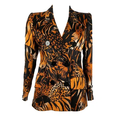 Pre-owned Saint Laurent Yves  Cheetah Jacket, Early 2000s In Black