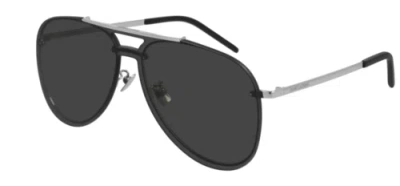Pre-owned Saint Laurent Yves  Classic11-mask-001-99 Silver Sunglasses