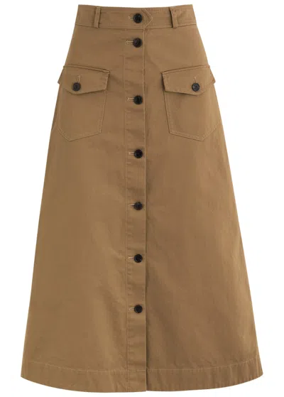 SAINT LAURENT SAINT LAURENT COTTON-TWILL MIDI SKIRT