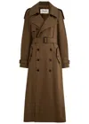 Saint Laurent Yves  Double-breasted Cotton-twill Trench Coat In Brown