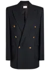 Saint Laurent Women's Woolã² Double-breasted Jacket In Black