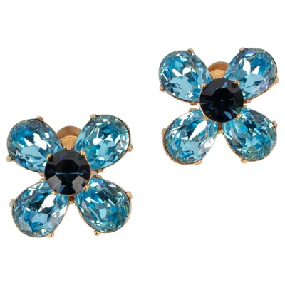 Pre-owned Saint Laurent Yves  Earrings With Blue Rhinestones