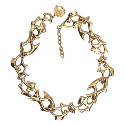 Pre-owned Saint Laurent Yves  Fishes Gilted Metal Necklace In Multi