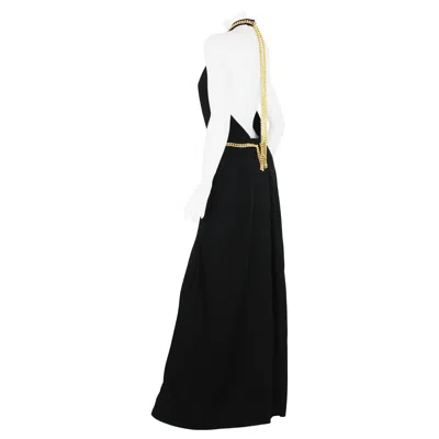 Pre-owned Saint Laurent Yves  F/w 2011 Gold Chain-embellished Crepe Black Jumpsuit Fr. 38