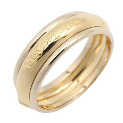 Pre-owned Saint Laurent Yves  Gold Clear Yellow Gold (18k) Band Ring () In Gold, Clear