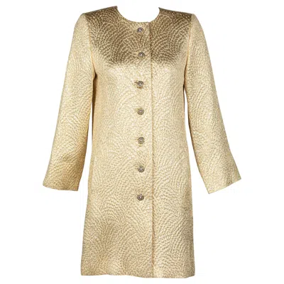 Pre-owned Saint Laurent Yves  Gold Evening Coat W/ Jeweled Buttons Ysl, 1990s