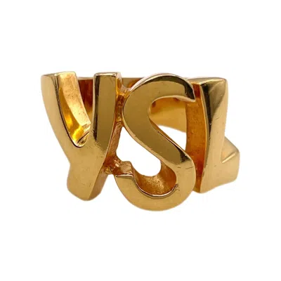 Pre-owned Saint Laurent Yves  Gold Metal Band Ring ()