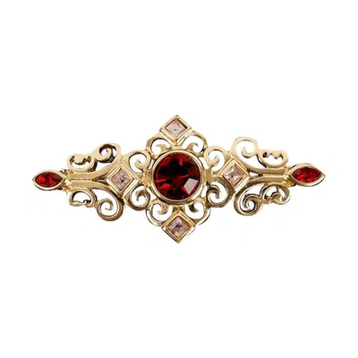 Pre-owned Saint Laurent Yves  Gold Plated Metal And Rhinestone Brooch In Multi