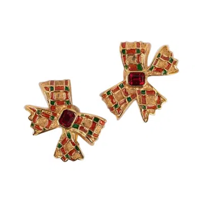Pre-owned Saint Laurent Yves  Golden Metal Clip-on Earrings In Multi