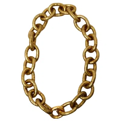 Pre-owned Saint Laurent Yves  Gold-tone Serpentine Chunky Chain Link Necklace In Multi
