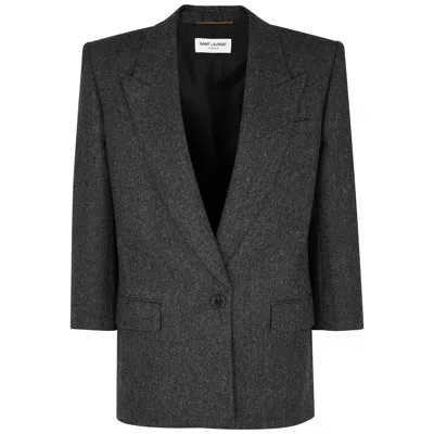 Saint Laurent Yves  Grey Wool Twill Blazer In Gray