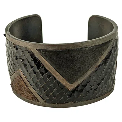 Pre-owned Saint Laurent Yves  Haute Couture Bronze And Exotic Skin Cuff, 1980 In Multi