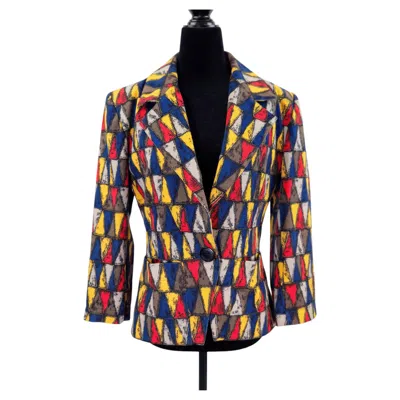 Pre-owned Saint Laurent Yves  Jacket With Vintage Harlequin Pattern Late 1980s In Black