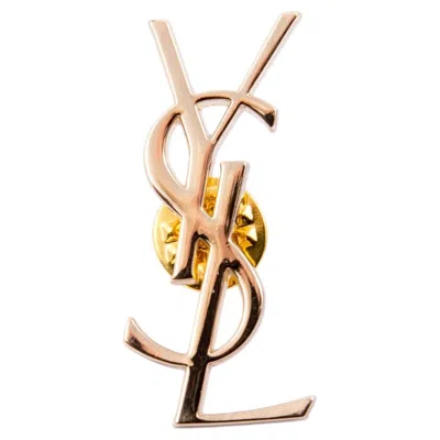Pre-owned Saint Laurent Yves  Large Gold-tone �ysl� Cassandre Pin Brooch In Multiple