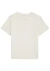 Saint Laurent Logo Tag Crewneck T-shirt In Natural