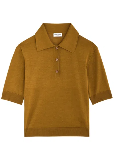 SAINT LAURENT SAINT LAURENT LOGO-EMBROIDERED CASHMERE-BLEND POLO SHIRT